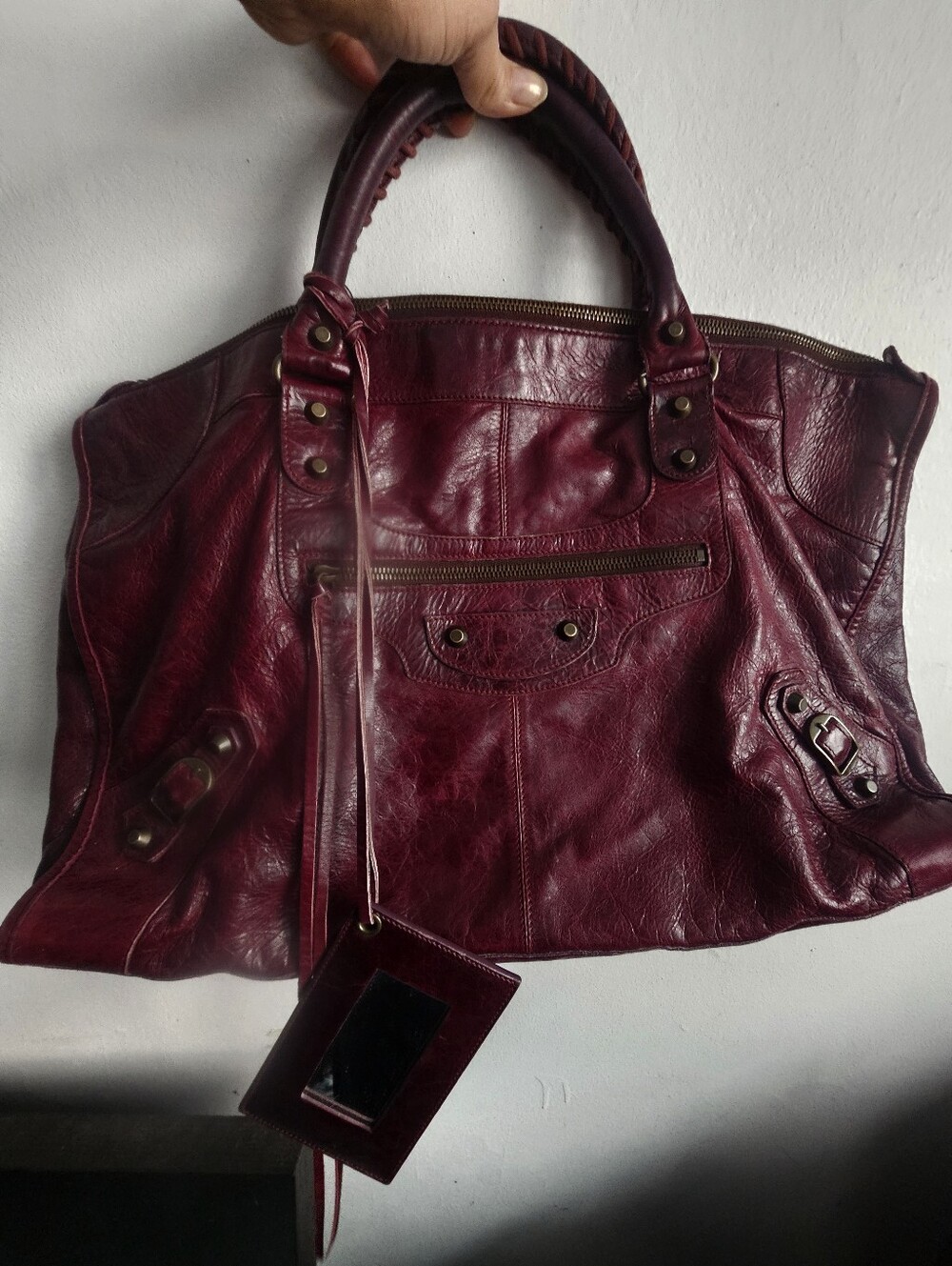 Vintage  2005 Y2K Balenciaga Bordeaux City Work Bag